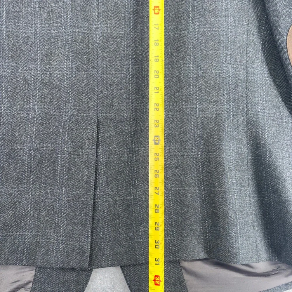 Lauren Ralph Lauren Mens 54R Grey Glen Plaid Wool Blazer Elbow Patch Sport Coat